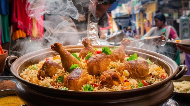 Dum handi chicken biryani is prepared in an earthen or clay pot called haandi