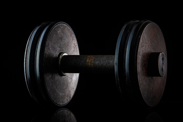 Photo dumbbell on a black background