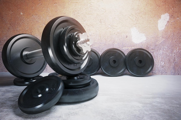 Dumbbell and plate row
