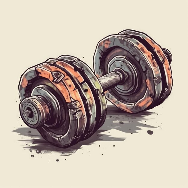 Photo dumbbell vector illustration for t shirt drawn in adobe illustrator