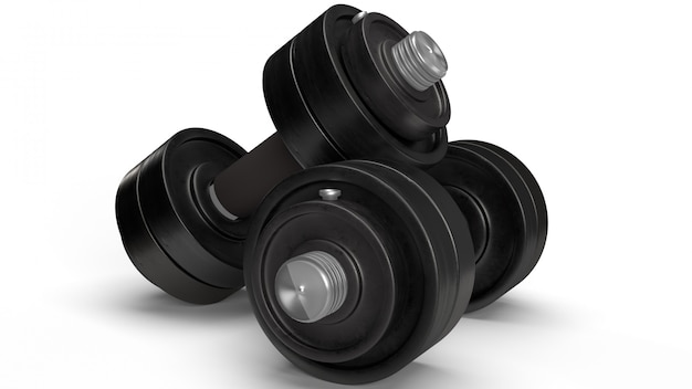 Dumbbell on white background 3d rendering for sport content.