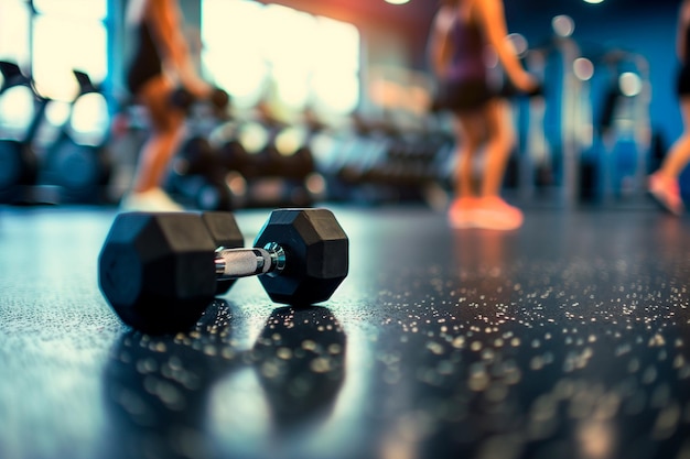 Photo dumbbells on the floor in the gym