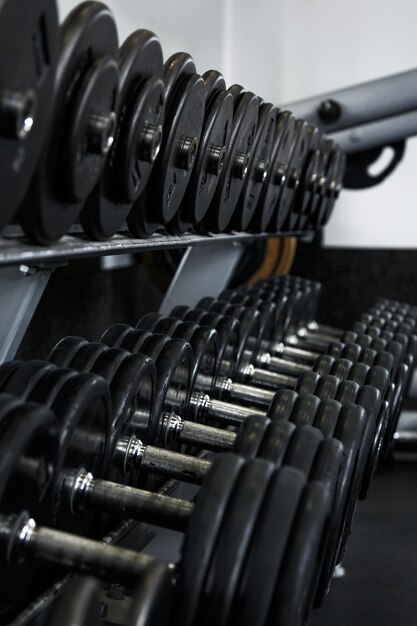 Photo dumbbells in gym