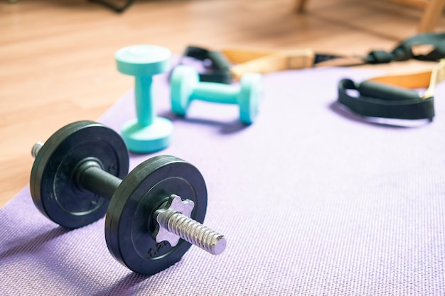 Dumbbells at home for training and exercises