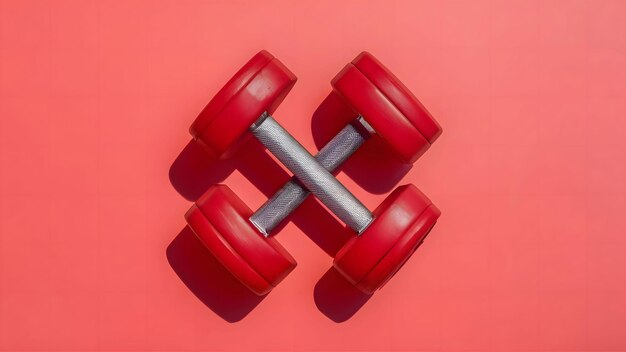 Photo dumbbells isolated on red background