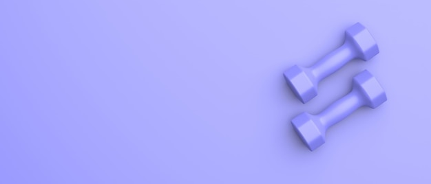 dumbbells set blue color isolated on blue 3d illustration