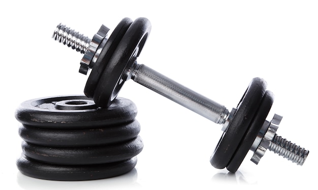 Dumbbells on white background