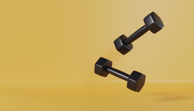 Dumbells on Balck background Sport Banner