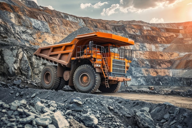 Dump truck in de steengroeve.