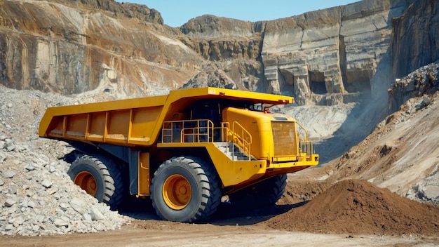 Dump truck in an open pit mine