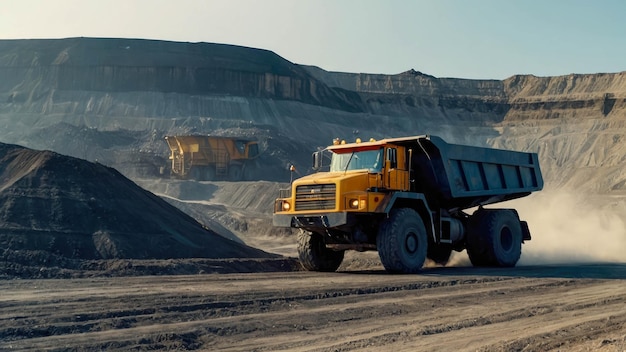 Dump truck in an open pit mine