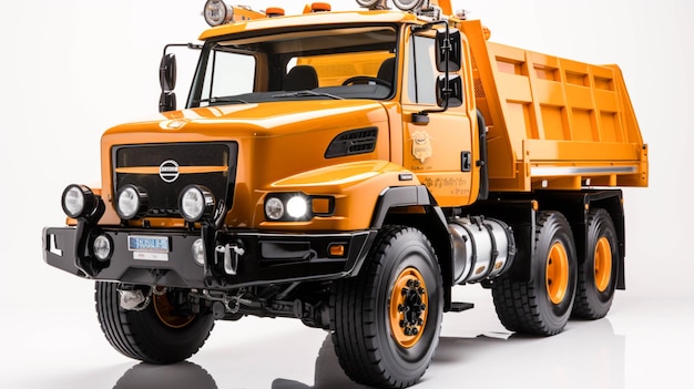 Photo dump truck on white background