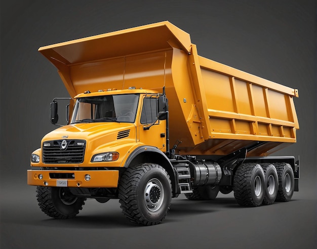 a dump truck with a black background