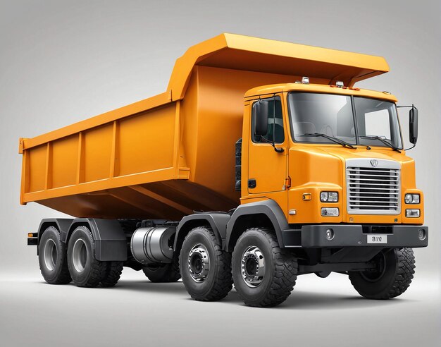 a dump truck with a grey background