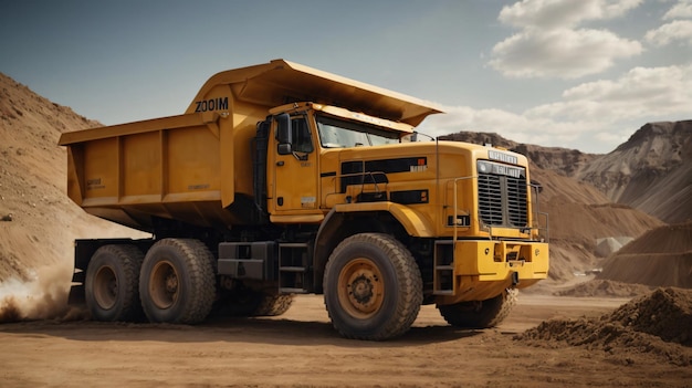 грузовик для сброса рабочей нагрузки камня и материалов на горнодобывающей площадке