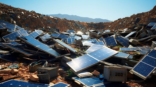 A dumping ground for solar panels Concept of green energy problem