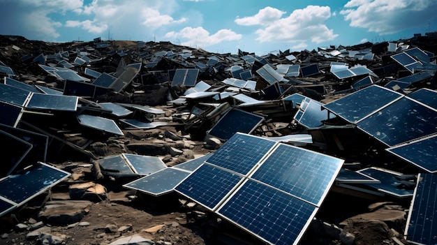 A dumping ground for solar panels Concept of green energy problem