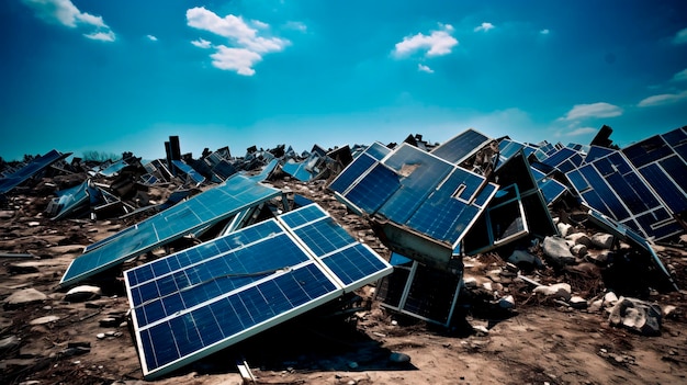 A dumping ground for solar panels Concept of green energy problem