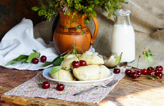 dumpling with cherry