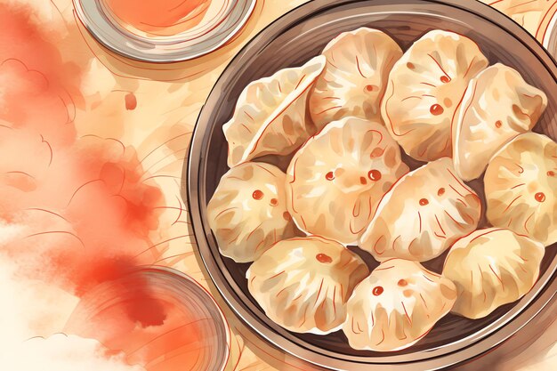 Photo dumplings chinese new year background