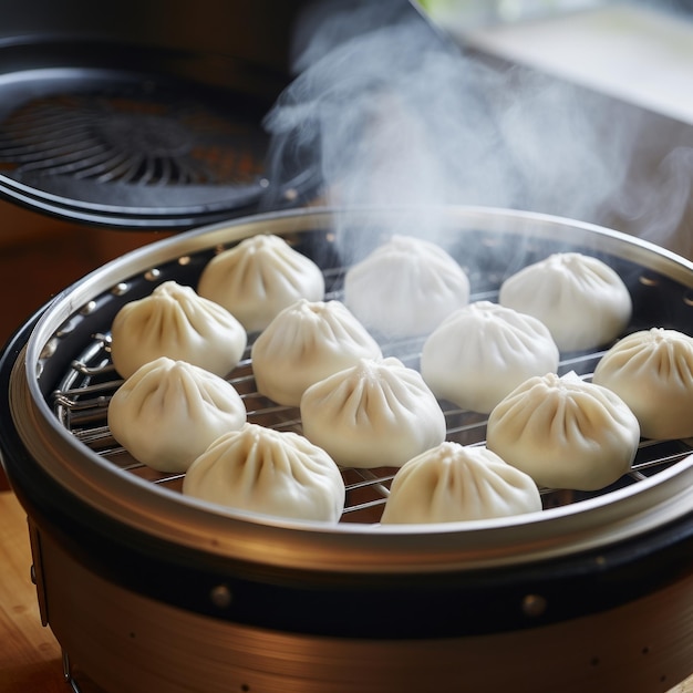 dumplings cooking on a grill