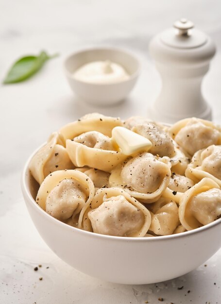 Dumplings filled with meat ravioli Homemade meat dumplings russian pelmeni Dumplings with filling Closeup