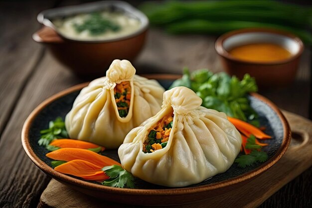 Dumplings gevuld met kip en groenten