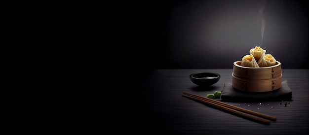 dumplings in the hot plate realistic 3D, product showcase for food photography