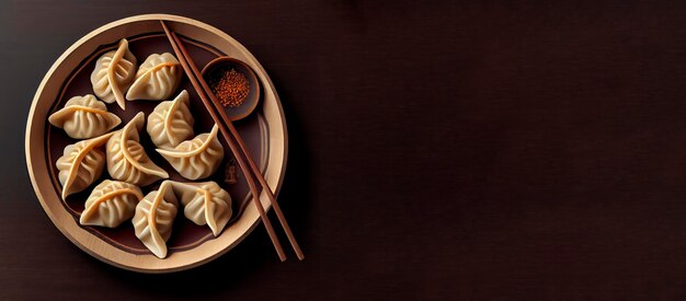 dumplings in the hot plate realistic 3D, product showcase for food photography