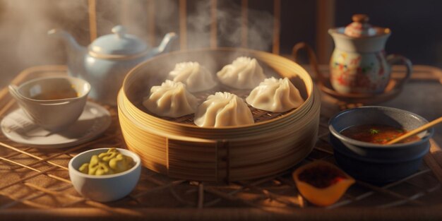 Dumplings is a traditional Chinese steam food AI Generateand