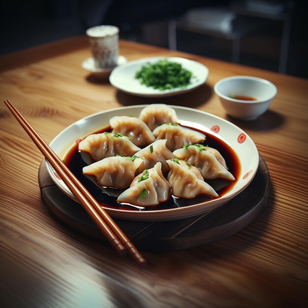 dumplings in the white plate