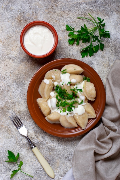 Dumplings with potatoes, ukrainian dish