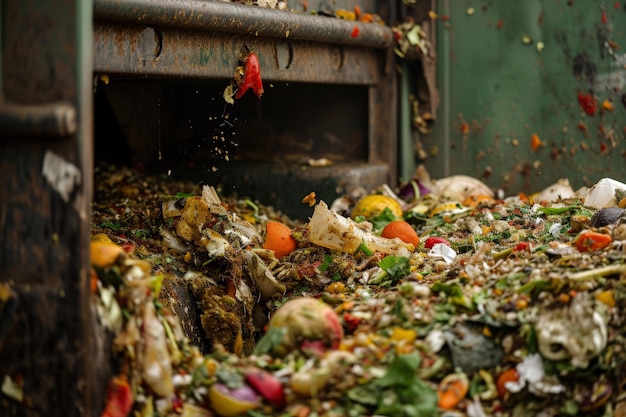 Dumpster Full of Trash Next to Green Wall