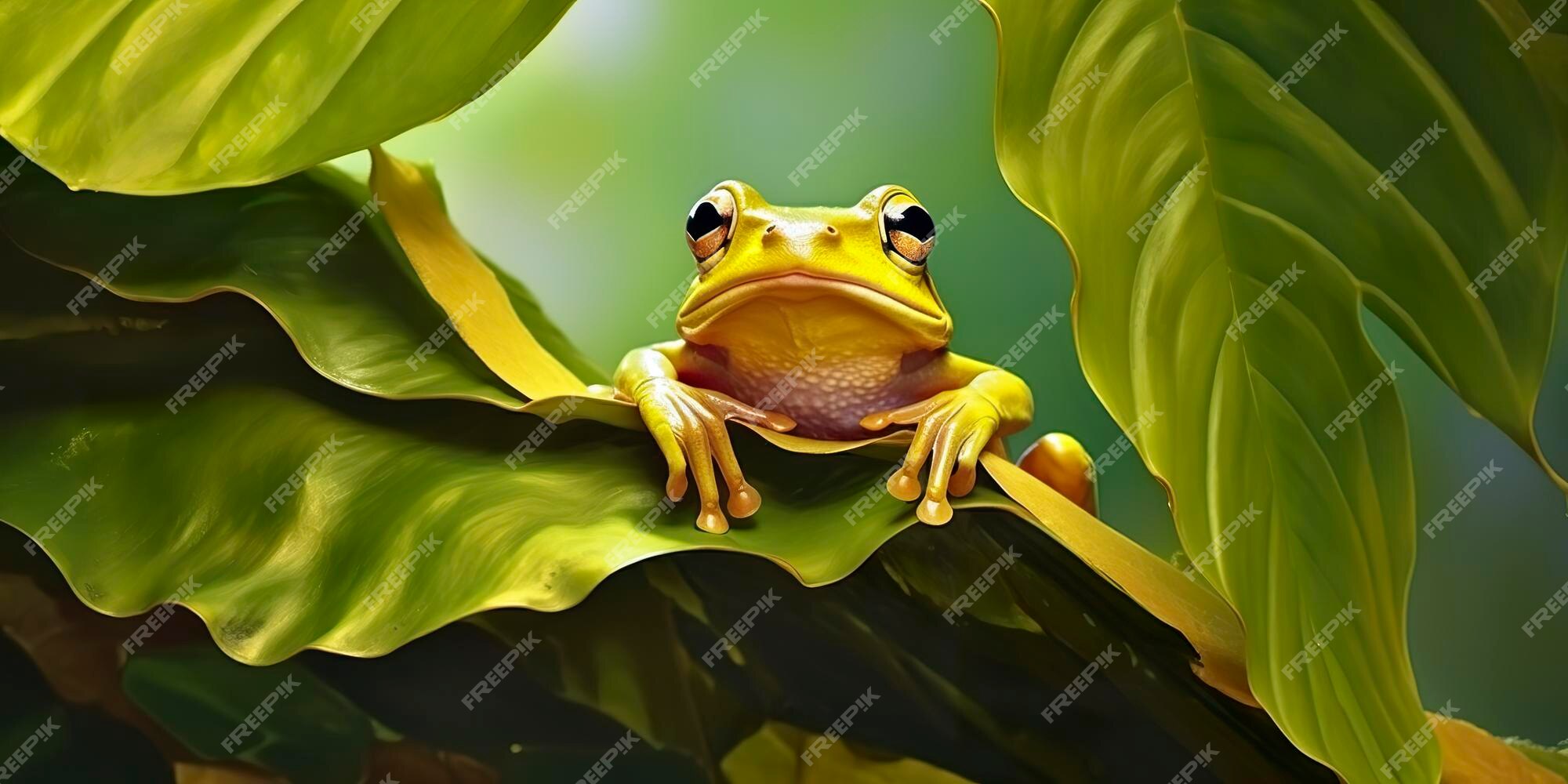 Premium AI Image | Dumpy Frog On Leaves Frog Amphibian Reptile