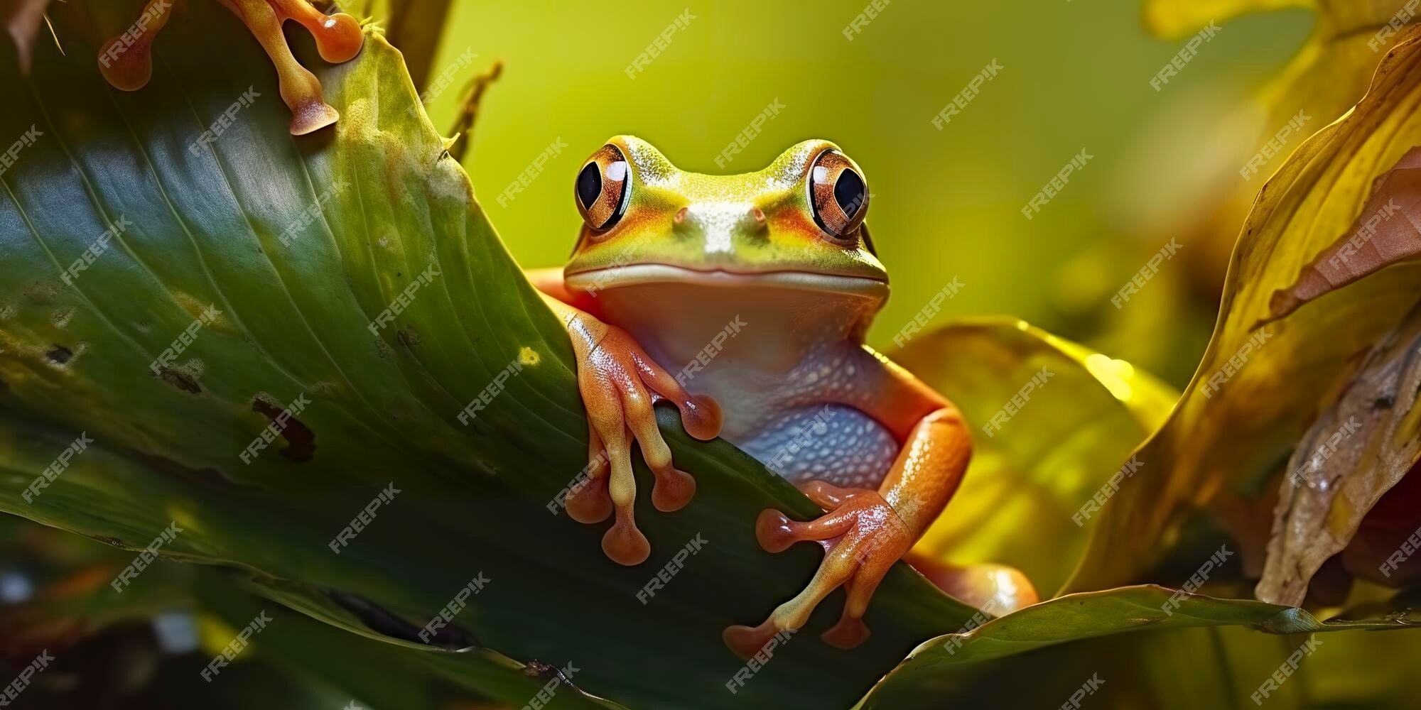 Premium AI Image | Dumpy Frog On Leaves Frog Amphibian Reptile