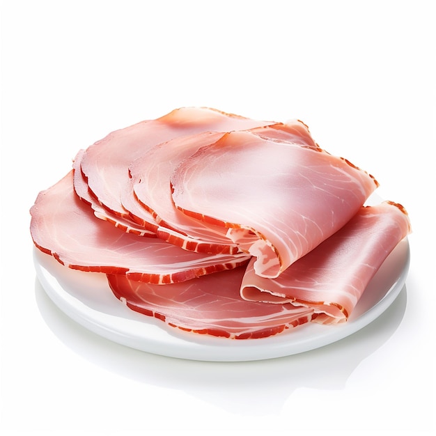 Dun gesneden Deli Ham op witte achtergrond