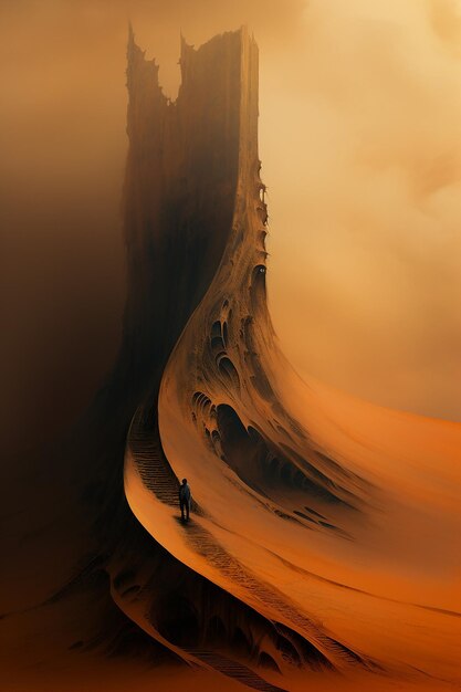 Photo dune but in the style of zdzislaw beksinski