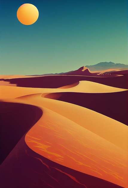 Dunes cactus desert illustrator background