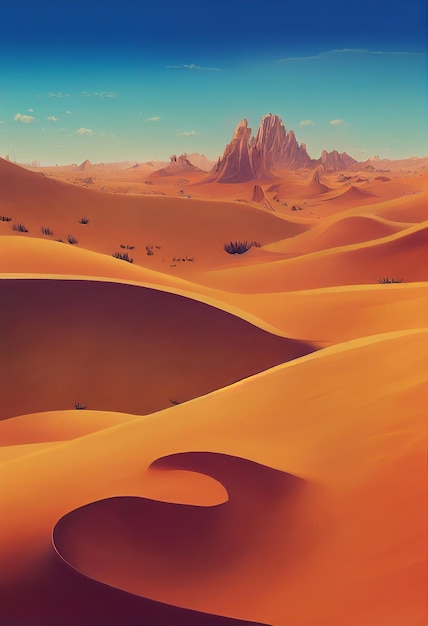 Dunes cactus desert illustrator background