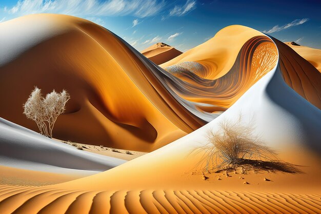 Dunes and landscape of desert extreme tourism closeup