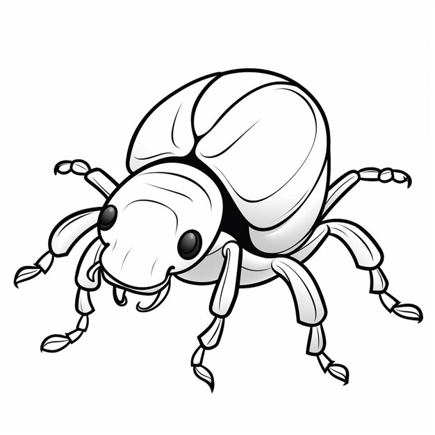 Photo dung beetle illustration cute flat coloring book kawaii line art