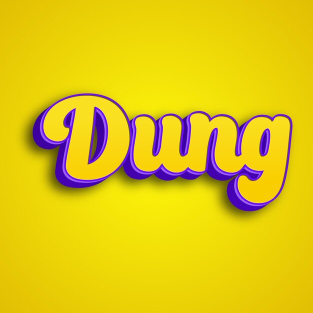 Dung typography 3d design yellow pink white background photo jpg