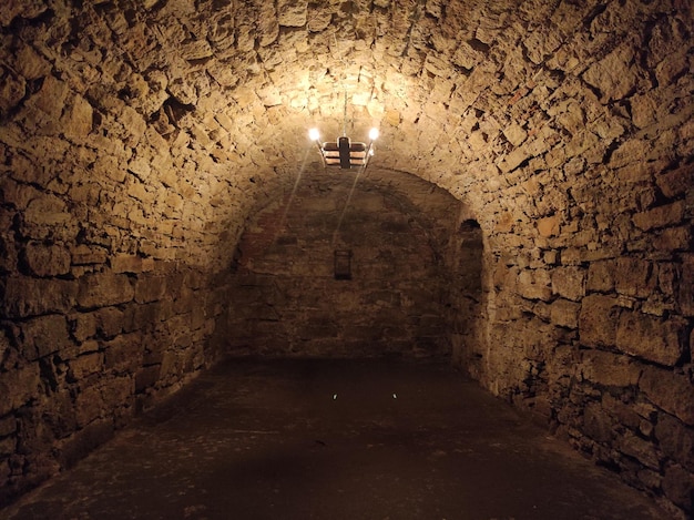 Dungeon of the old castle Stone basement