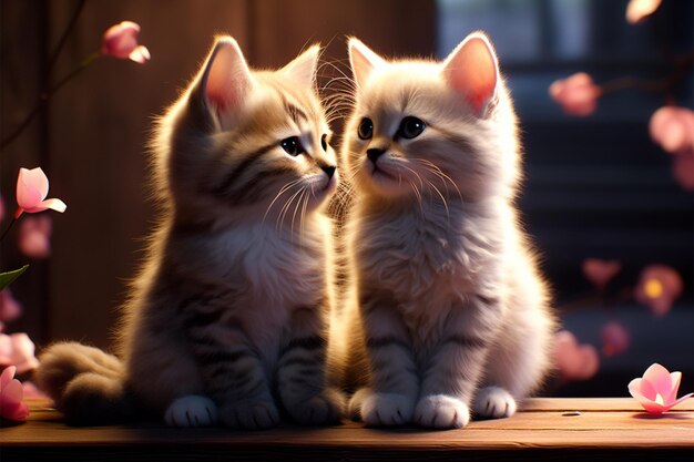 A duo of kittens emanates affection embodying valentines days spirit