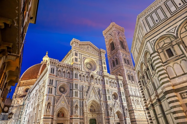 Duomo and Florence city downtown skyline cityscape of Tuscany Italy at twilight