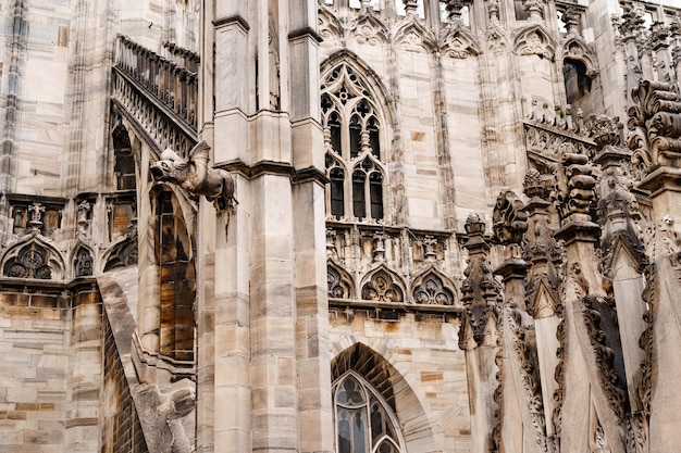 Duomo marble facade with arched windows italy milan