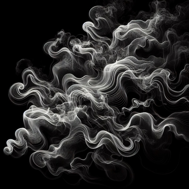 Duotone wavy smoke on black background