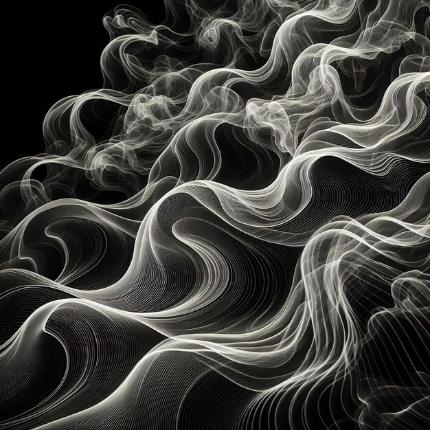 Duotone wavy smoke on black background