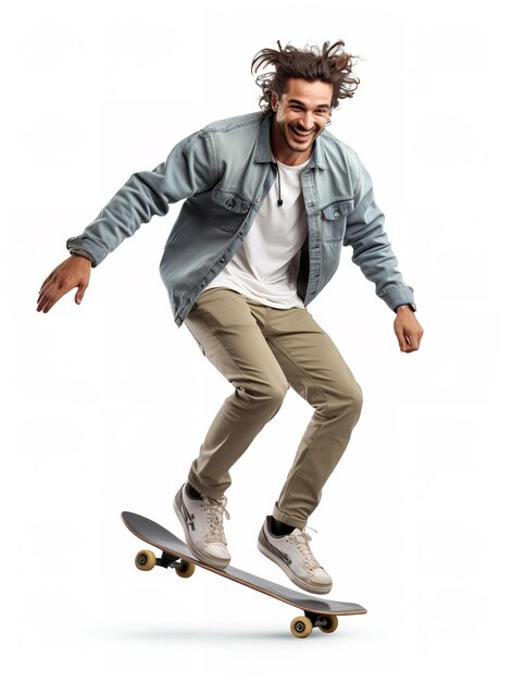 Durfzame mannelijke skateboarder in actie gegenereerd door AI