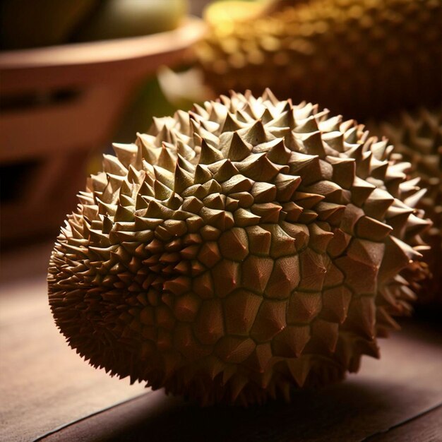 Photo durian on black table